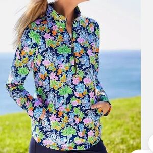 Lilly Pulitzer Blue and Green Floral Top Disney  xs